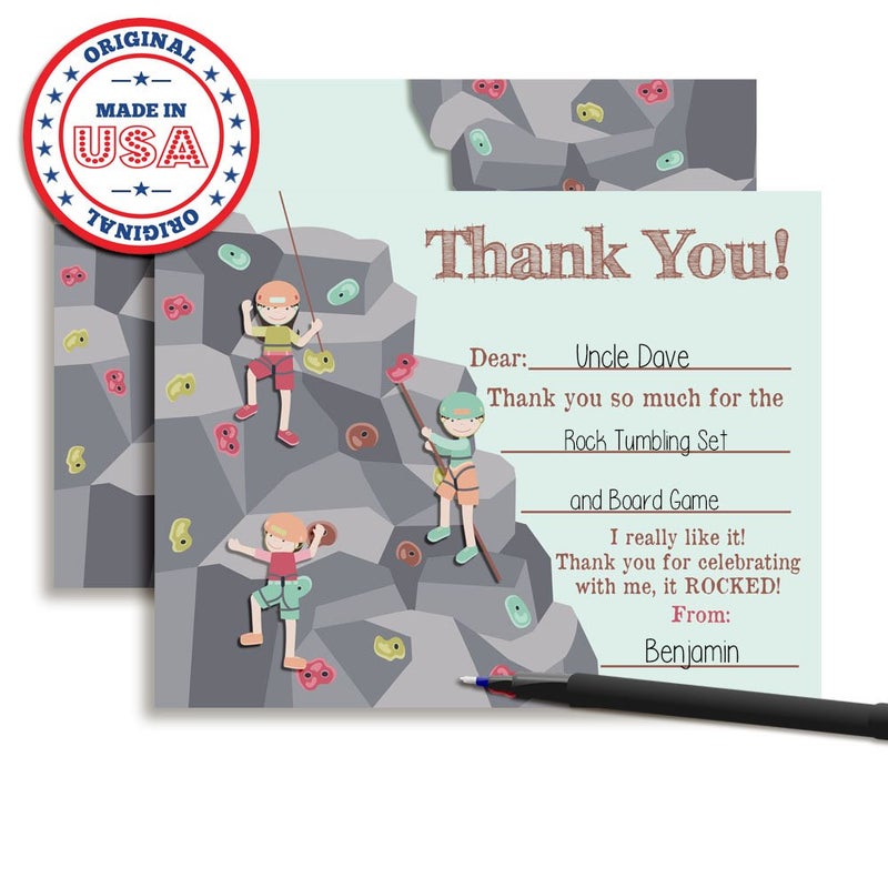 Amanda Creation Kids Thank You Cards Rock Climbing Birthday Party Thank You Notes, Ten 4" x 5.5" Fill-In The Blank Cards with 10 White Envelopes by AmandaCreation - Image 3